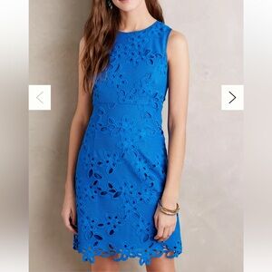 Anthropologie Maeve Blue Floral Lace Dress
